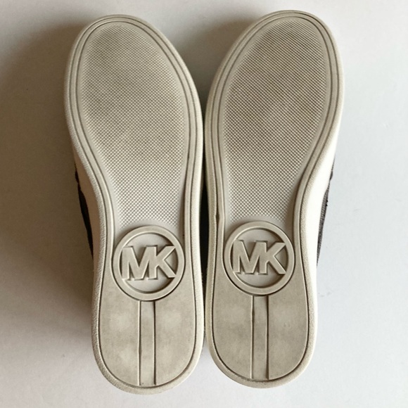 Michael Kors Brown Signature Logo Crossgrain Leather White Rubber Loafers size 5 - Picture 11 of 14